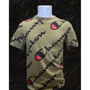 Champion Olive All Over Print Tee Size Small